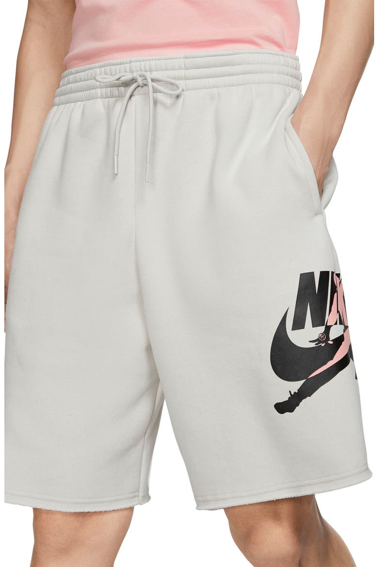 Jumpman Classics Athletic Shorts, Main, color, LIGHT BONE/ BLACK/ CORAL