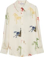 Stine Goya Watercolor Horse Print Button-Up Shirt