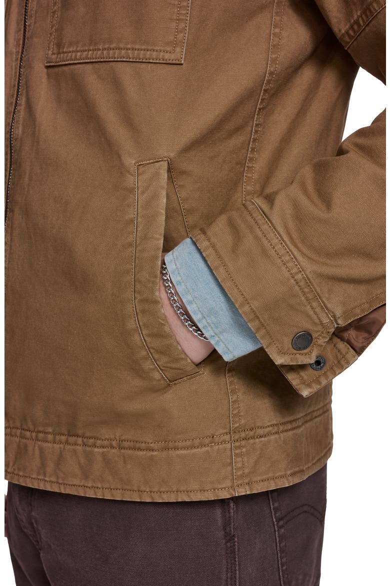 Slub Cotton Military Jacket, Alternate, color, BROWN