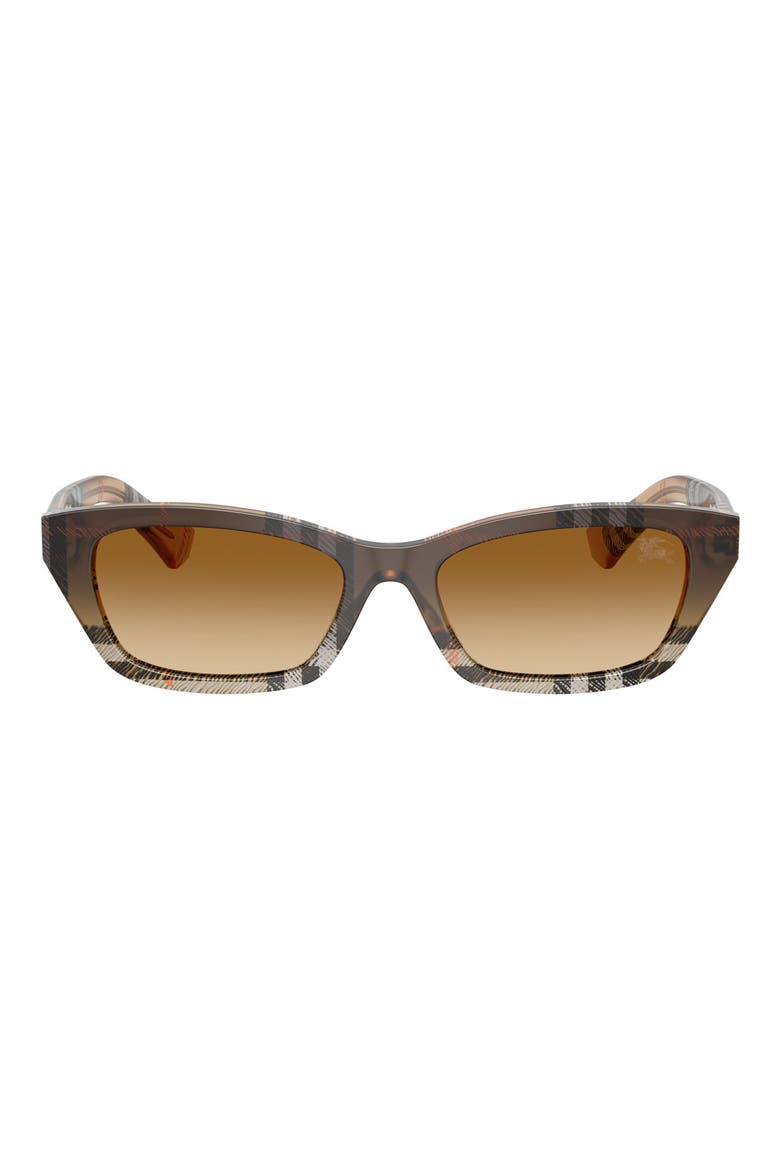 52mm Rectangular Sunglasses, Main, color, CHECK SAND GRADIENT / BROWN