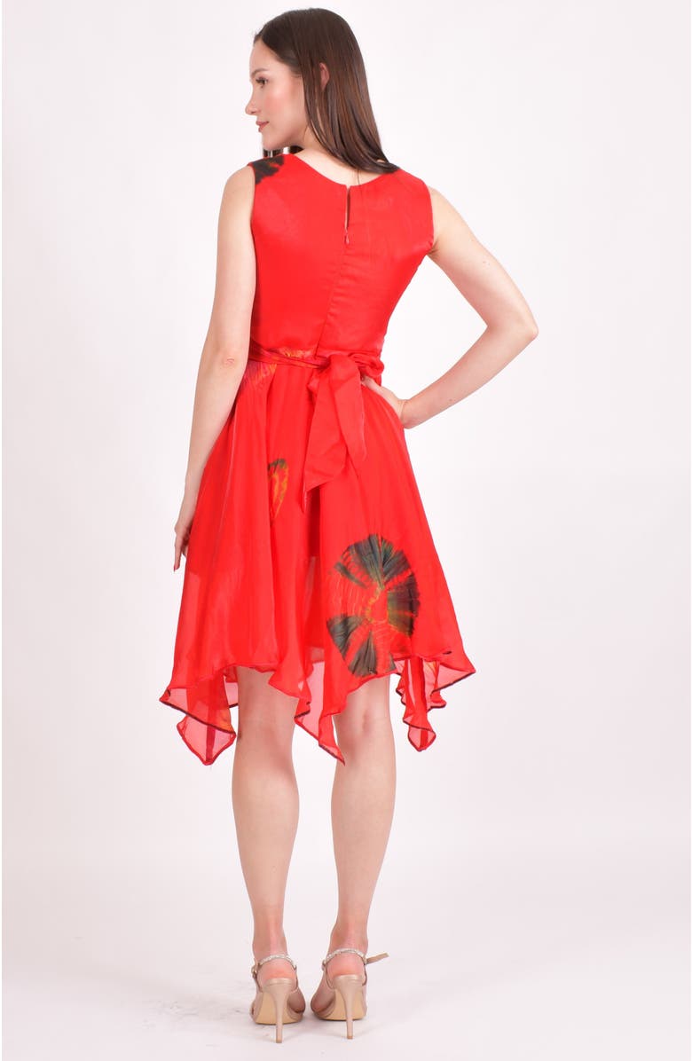RAAS Kleo Hand Tie Dye High Low Dress, Alternate, color, Red
