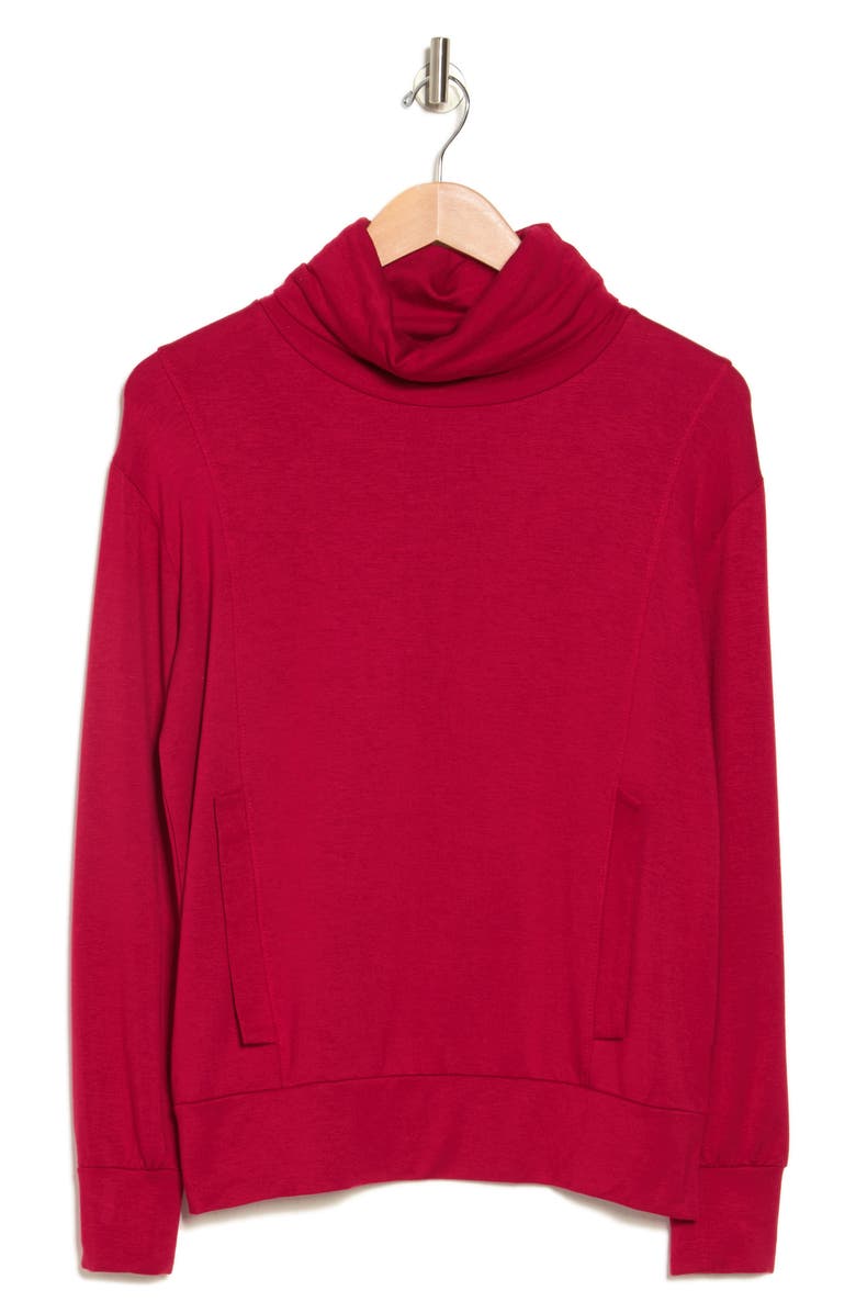 GO COUTURE Turtleneck Banded Sweater, Alternate, color, Dahlia