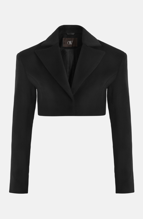 Ow Collection Nova Cropped Wool Blazer In Black