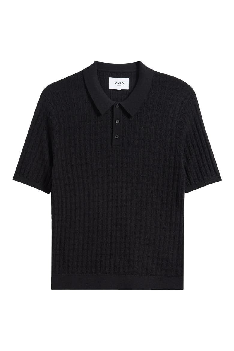 Naples Rib Cotton & Cashmere Polo Sweater, Alternate, color, BLACK