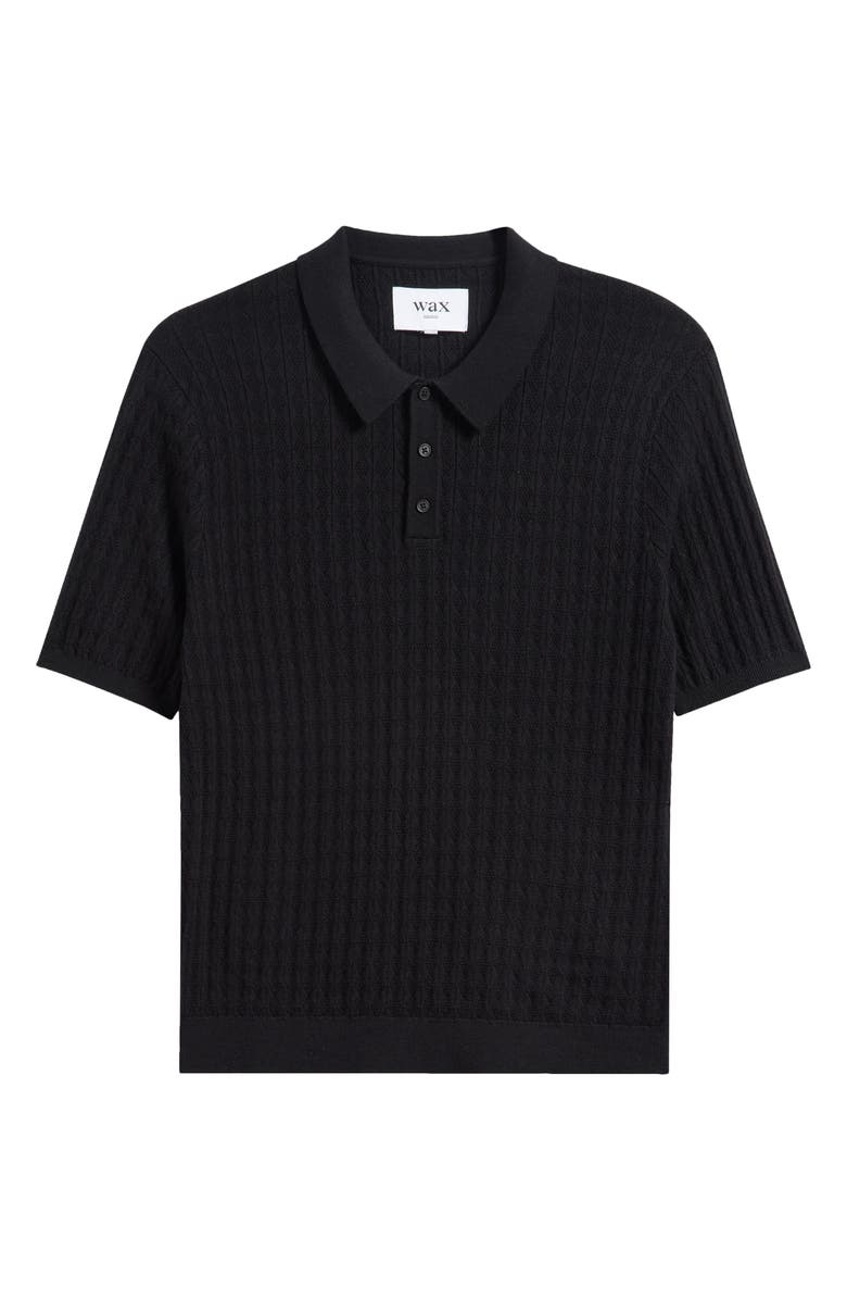 Wax London Naples Rib Cotton & Cashmere Polo Sweater, Alternate, color, Black
