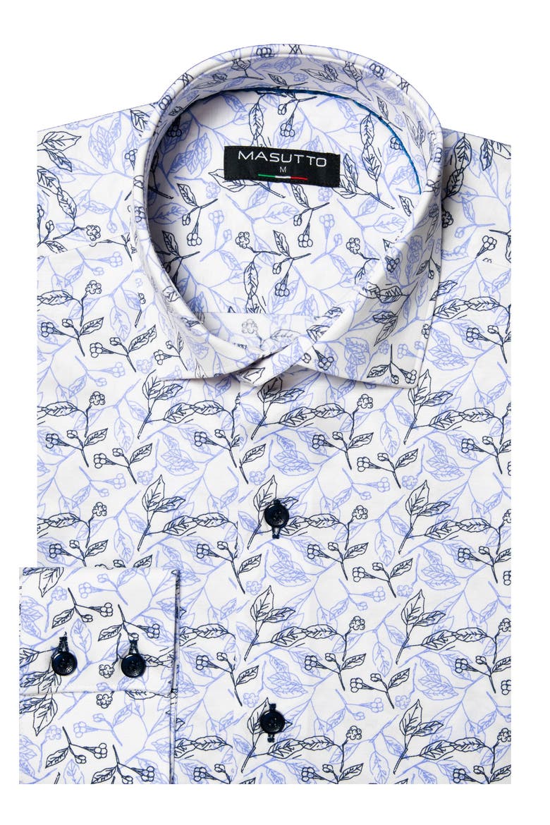 Maskil 4 way Stretch Knit Button-Up Long Sleeve Shirt, Main, color, White