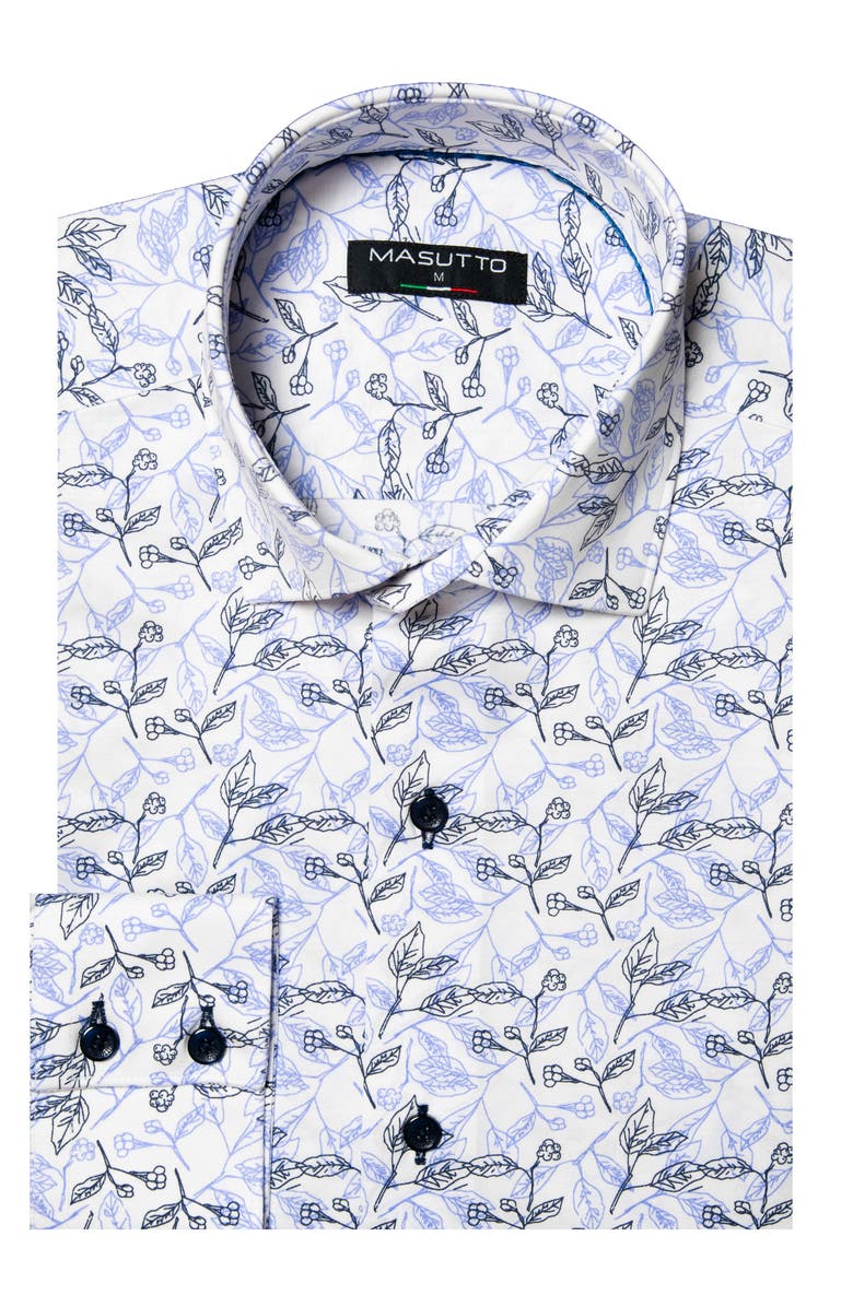 MASUTTO Maskil 4 way Stretch Knit Button-Up Long Sleeve Shirt, Main, color, White