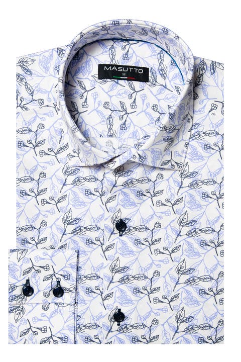 Maskil 4 way Stretch Knit Button-Up Long Sleeve Shirt