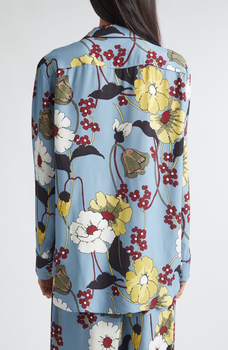 Marni Melodia Floral Satin Pajama Shirt, Alternate, color, Mfb31sky
