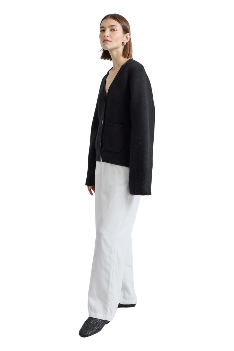 V Neck Cardigan, Alternate, color, Black