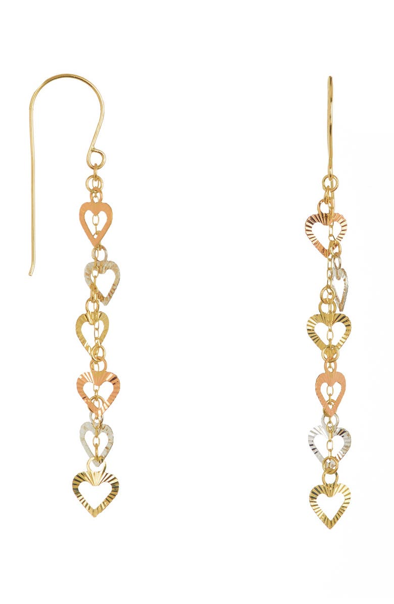KARAT RUSH 14K Tricolor Gold Heart Drop Earrings, Main, color, 