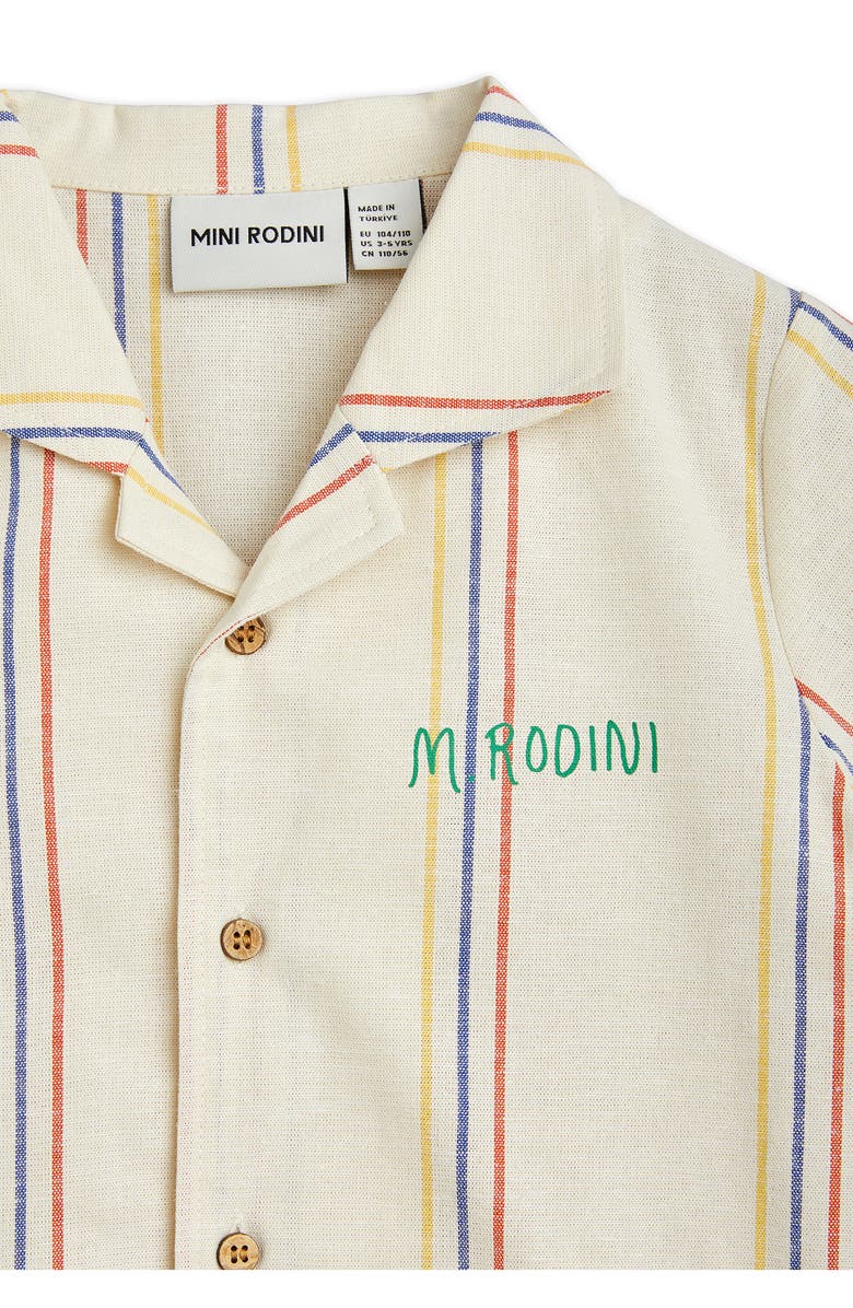 Mini Rodini Kids' Stripe Organic Cotton & Linen Camp Shirt, Alternate, color,