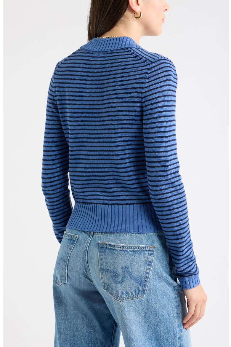 Striped Cotton Polo Sweater, Alternate, color, NAVY- BLUE STRIPE