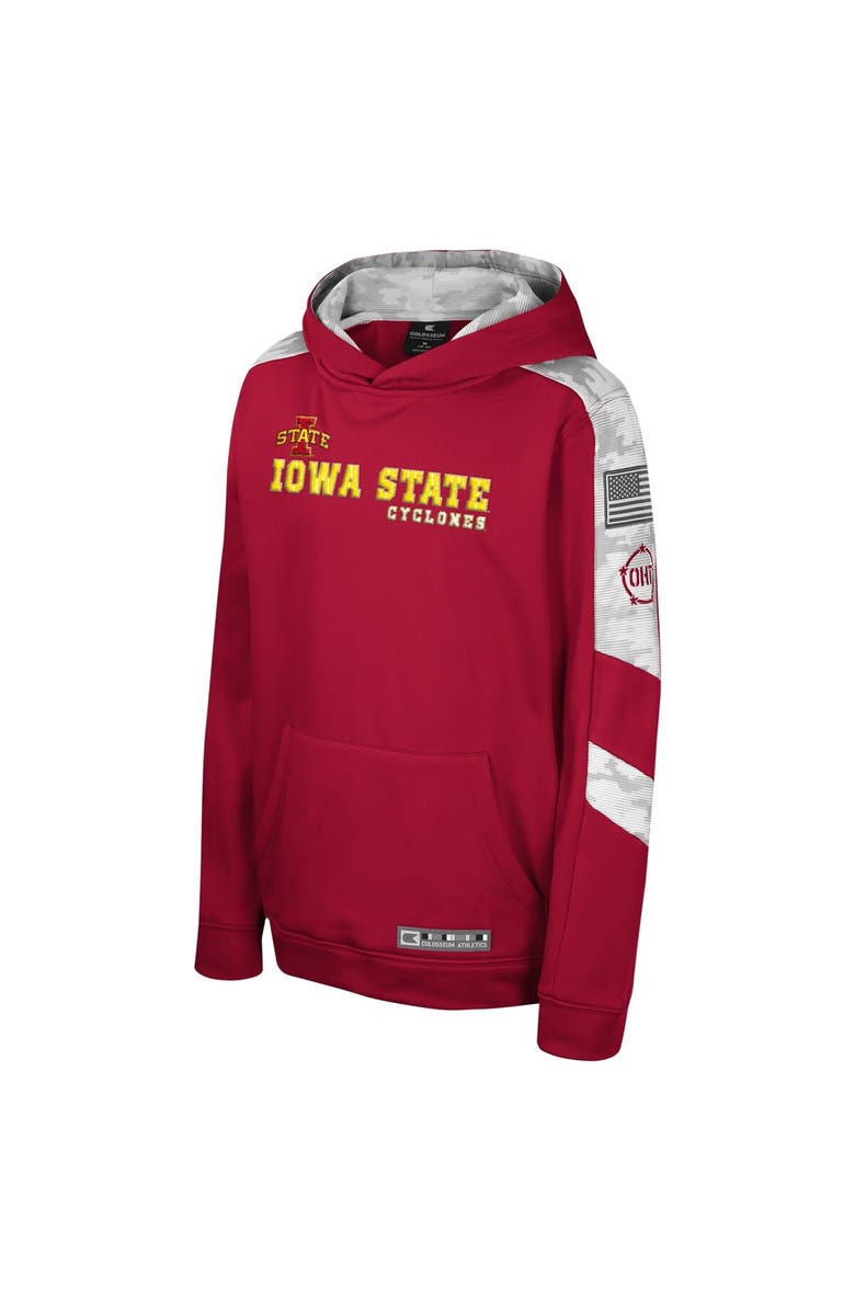 COLOSSEUM Youth Colosseum Cardinal Iowa State Cyclones OHT Military Appreciation Cyclone Digital Camo Pullover Hoodie, Alternate, color, 