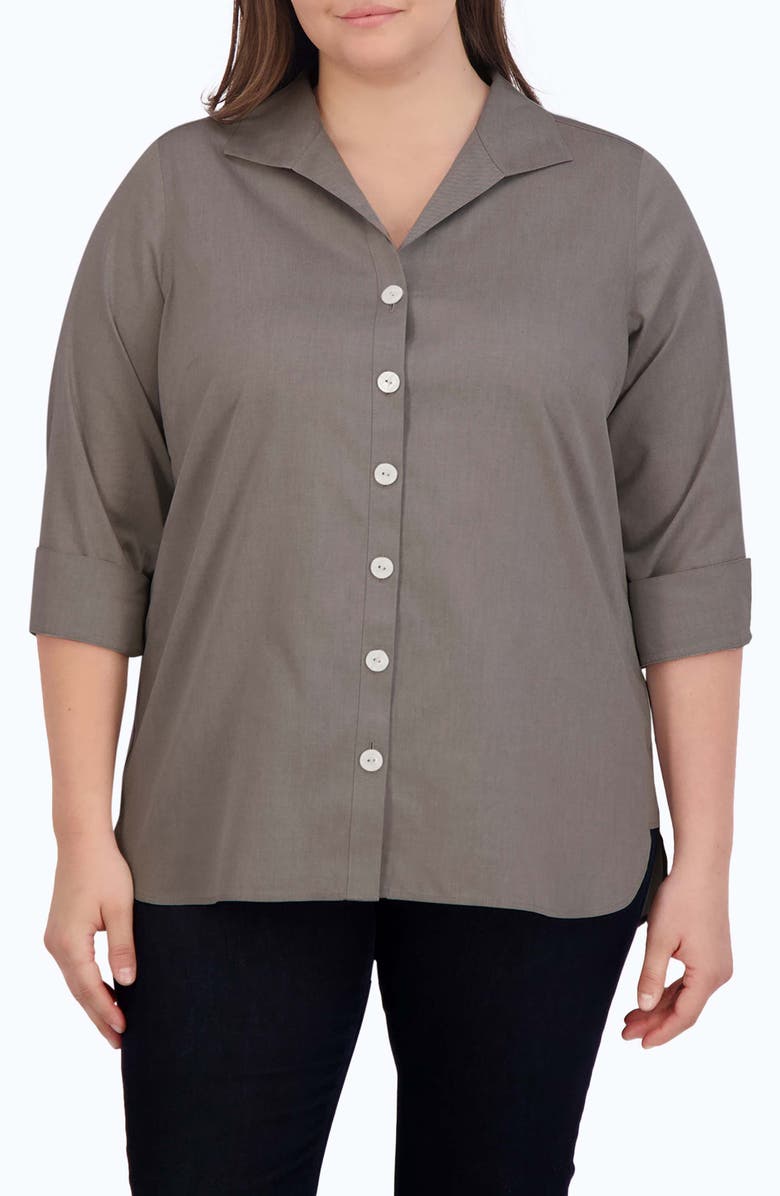 Foxcroft Pandora Non-Iron Tunic Shirt, Main, color, Charcoal