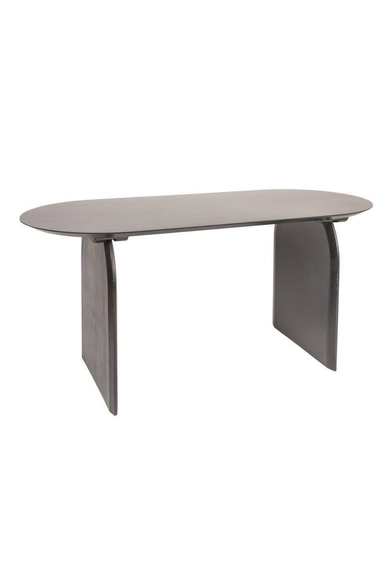 Pill-Shaped Dining Table with Half-Moon Base, Main, color, Black