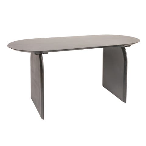 Pill-Shaped Dining Table with Half-Moon Base