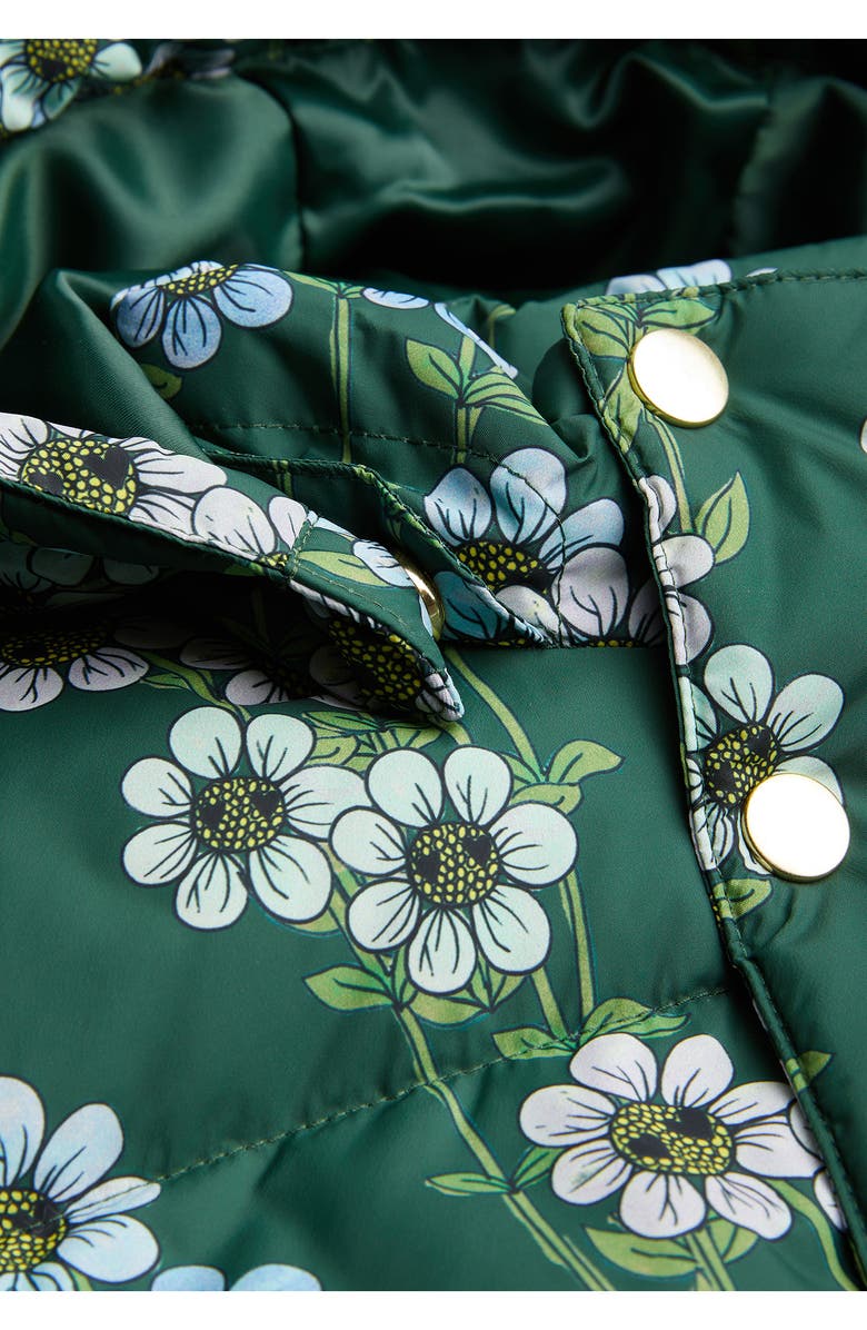 Mini Rodini Kids' Daisy Print Hooded Puffer Jacket, Alternate, color, 
