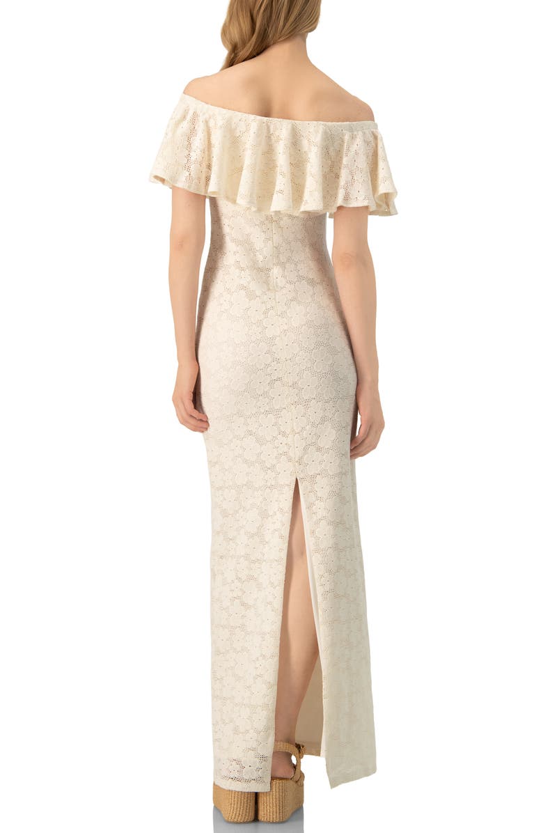 IVONNE Lace Long Bardot Neckline Dress, Alternate, color, Ivory