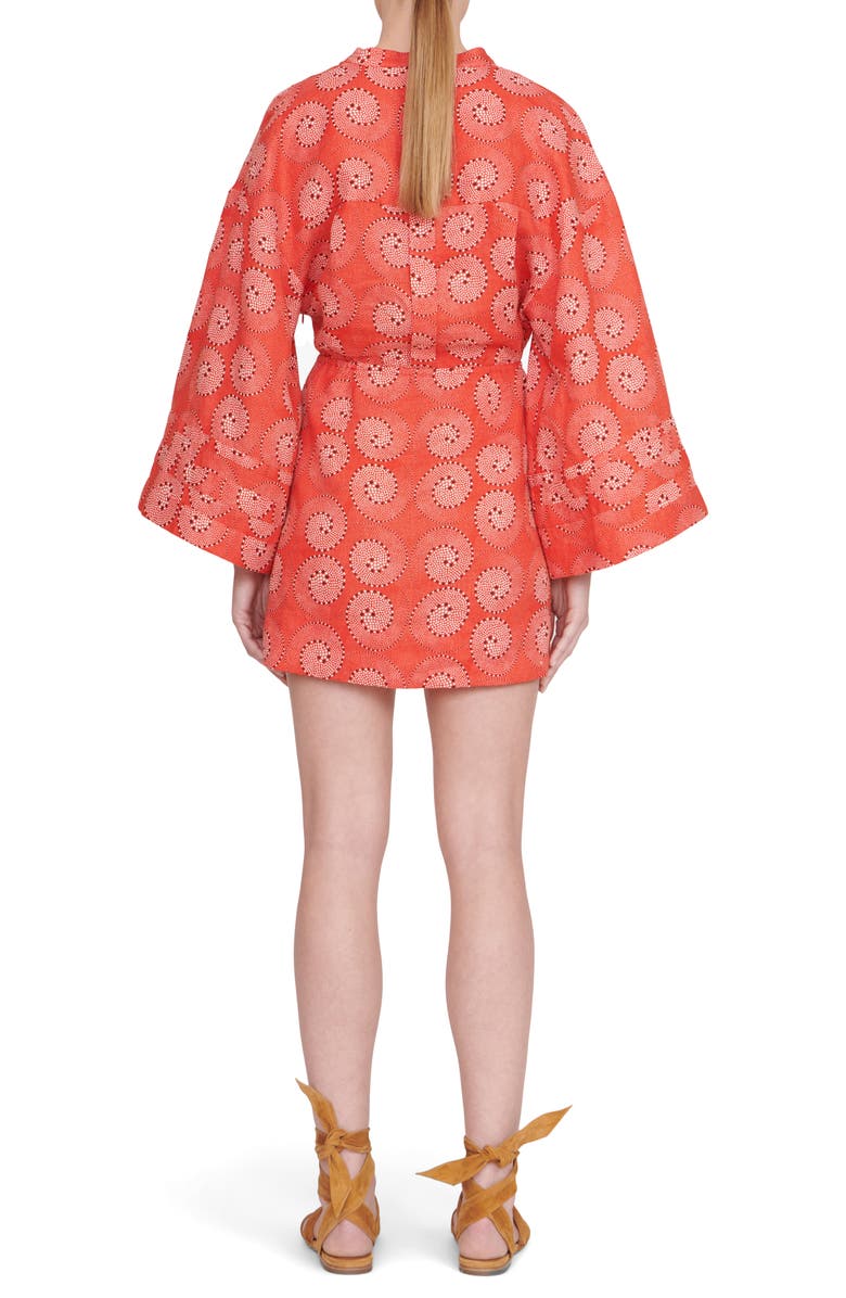 STAUD Karlee Long Sleeve Linen Dress, Alternate, color, Hibiscus W