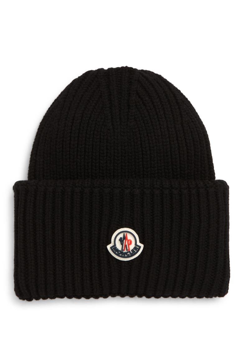 Logo Patch Wool & Cashmere Beanie, Main, color, 999 BLACK