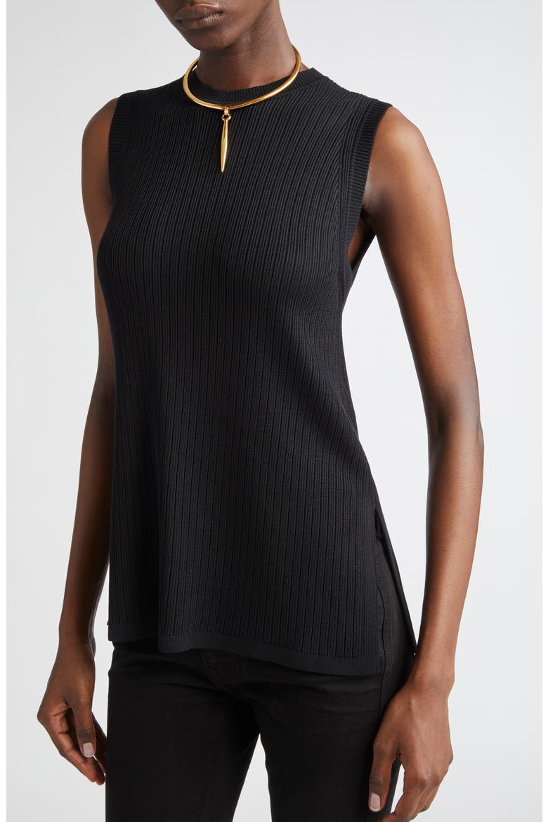 Sleeveless Rib Mini Sweater Dress, Alternate, color, BLACK