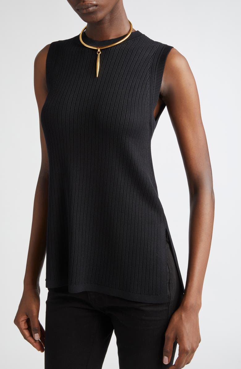 TOM FORD Sleeveless Rib Mini Sweater Dress, Alternate, color, Black