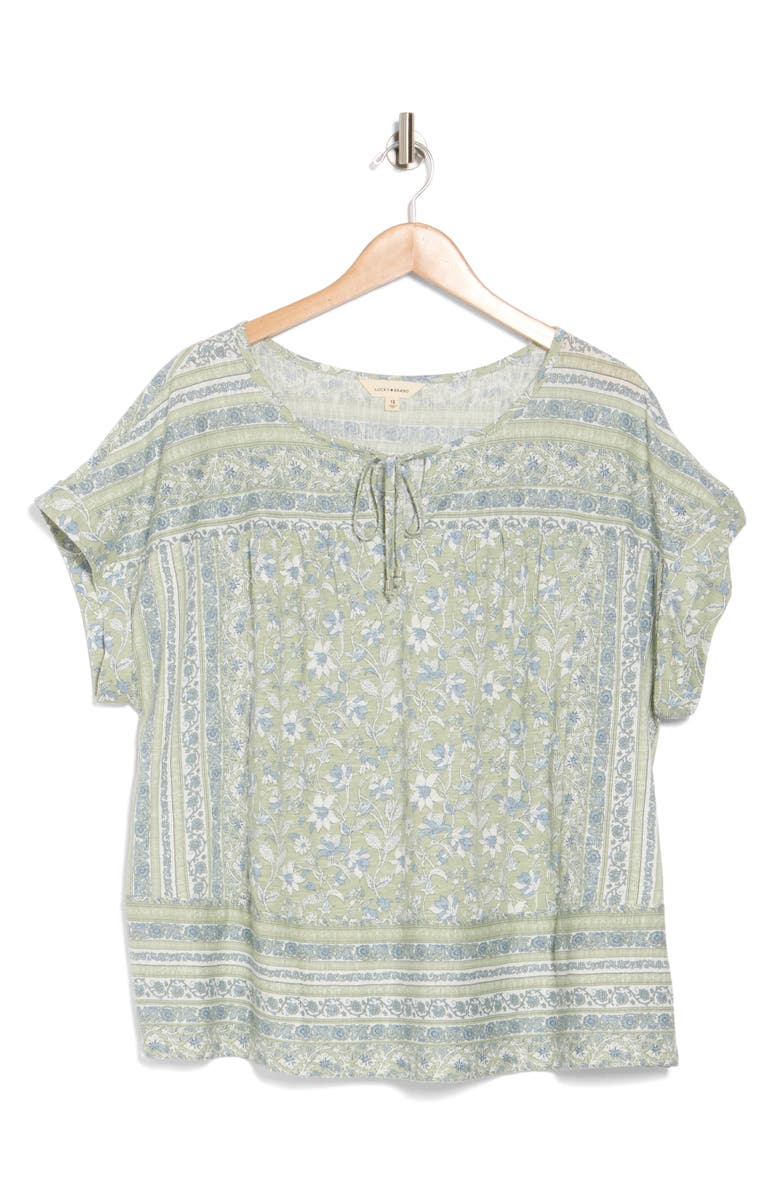 Lucky Brand Mix Print Top, Alternate, color, Green Combo