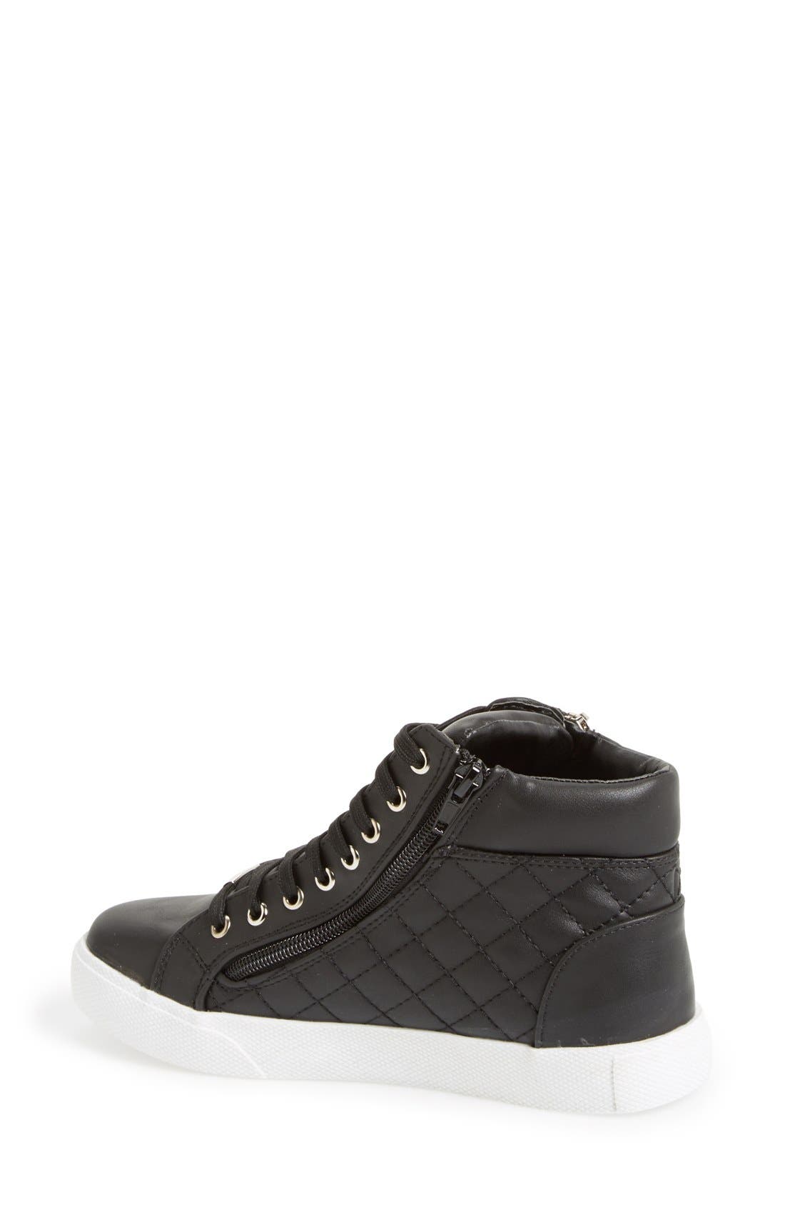 'Decaf' Quilted High Top Sneaker, Alternate, color, BLACK