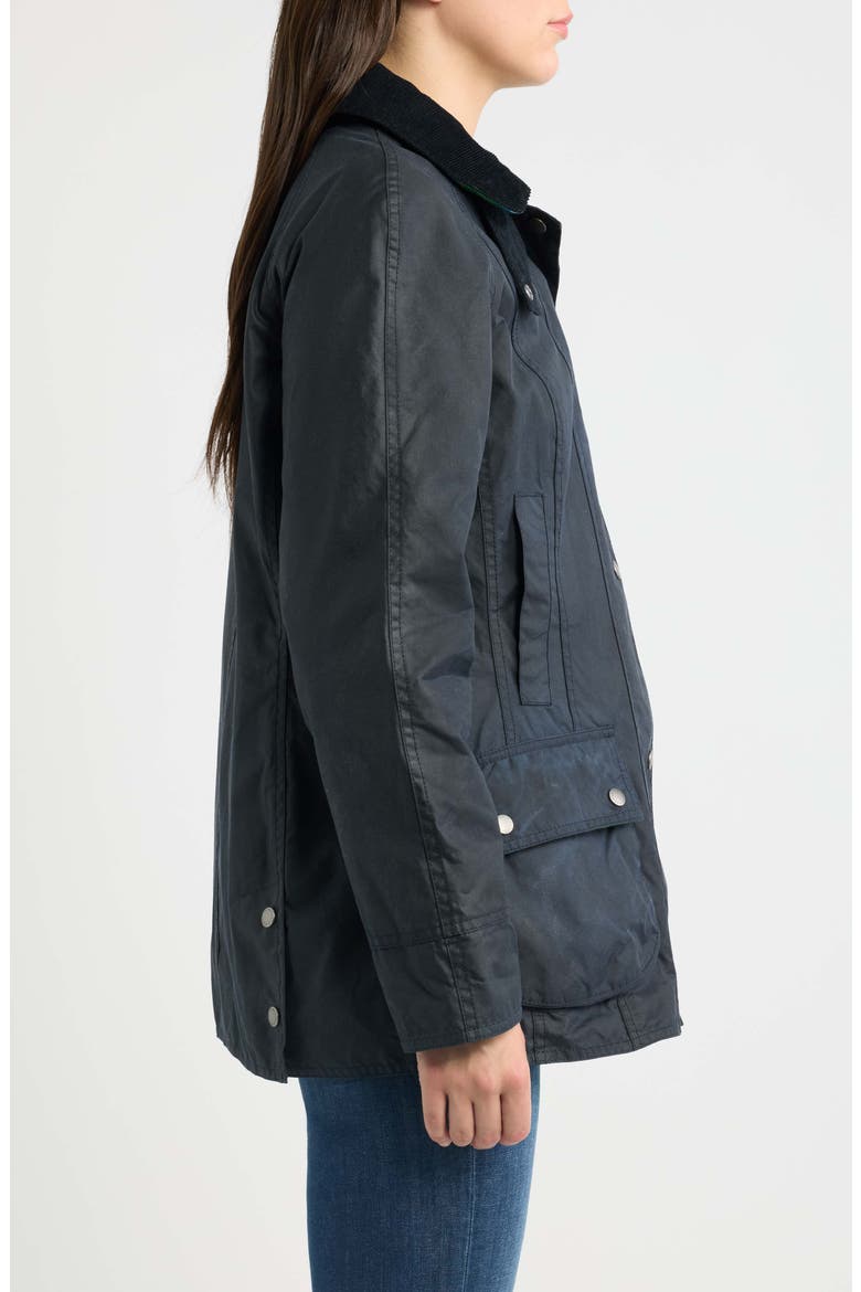 125th Anniversary Beadnell Waxed Cotton Jacket, Alternate, color, NAVY/ SEATTLE TARTAN
