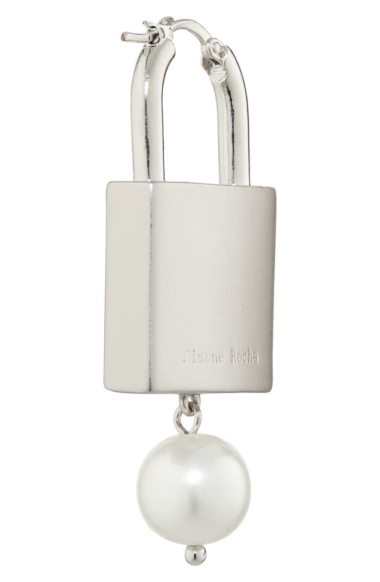 Simone Rocha Faux Pearl Padlock Earrings, Alternate, color, Pearl