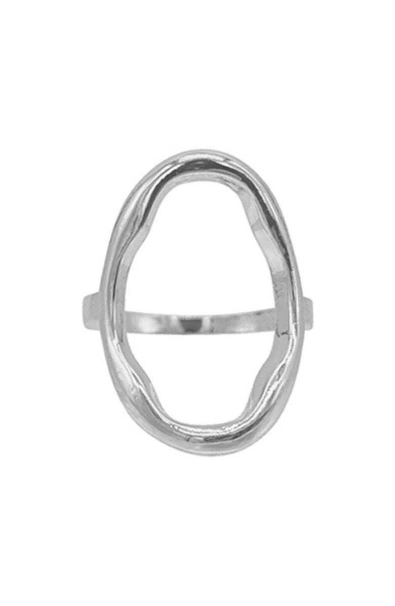 Adornia Open Hammered Oval Ring, Alternate, color, Silver