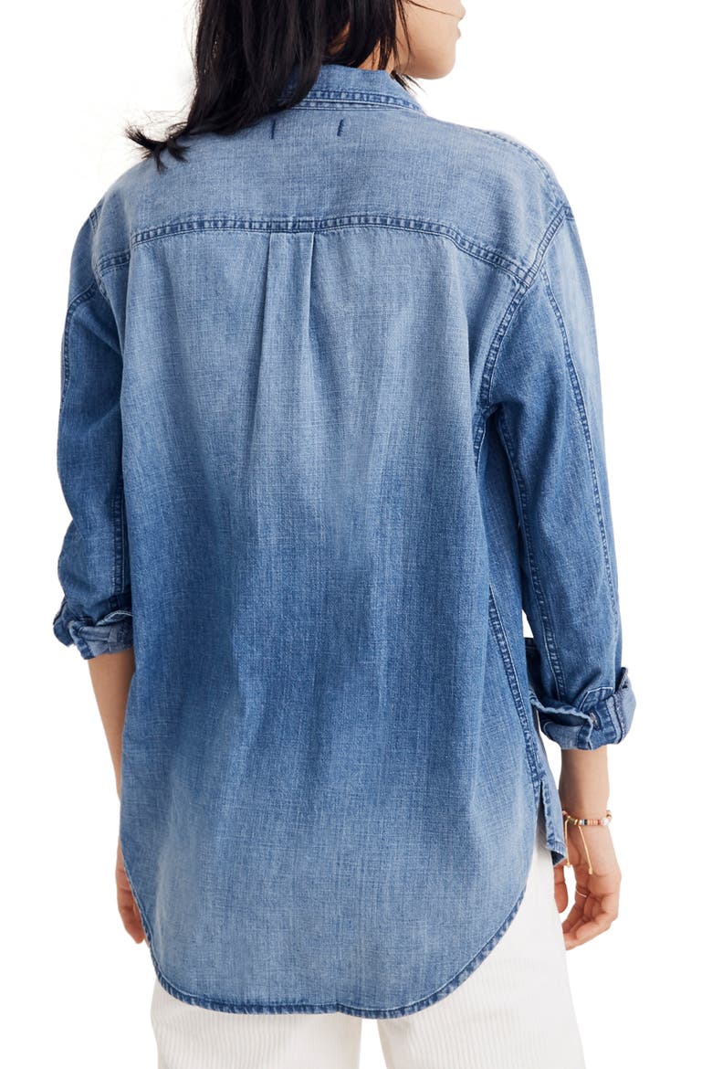 Denim Oversize Ex-Boyfriend Shirt, Alternate, color, CAMERON WASH