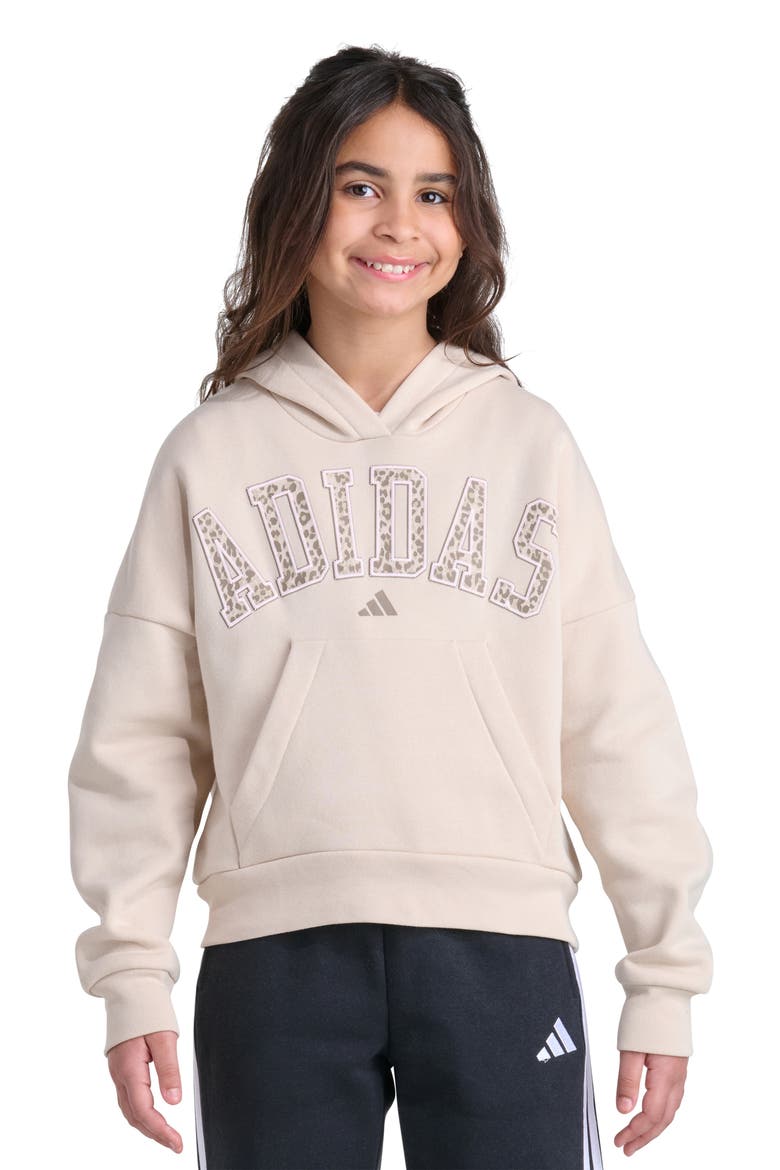 Kids' Graphic Fleece Hoodie, Main, color, MEDIUM BEIGE