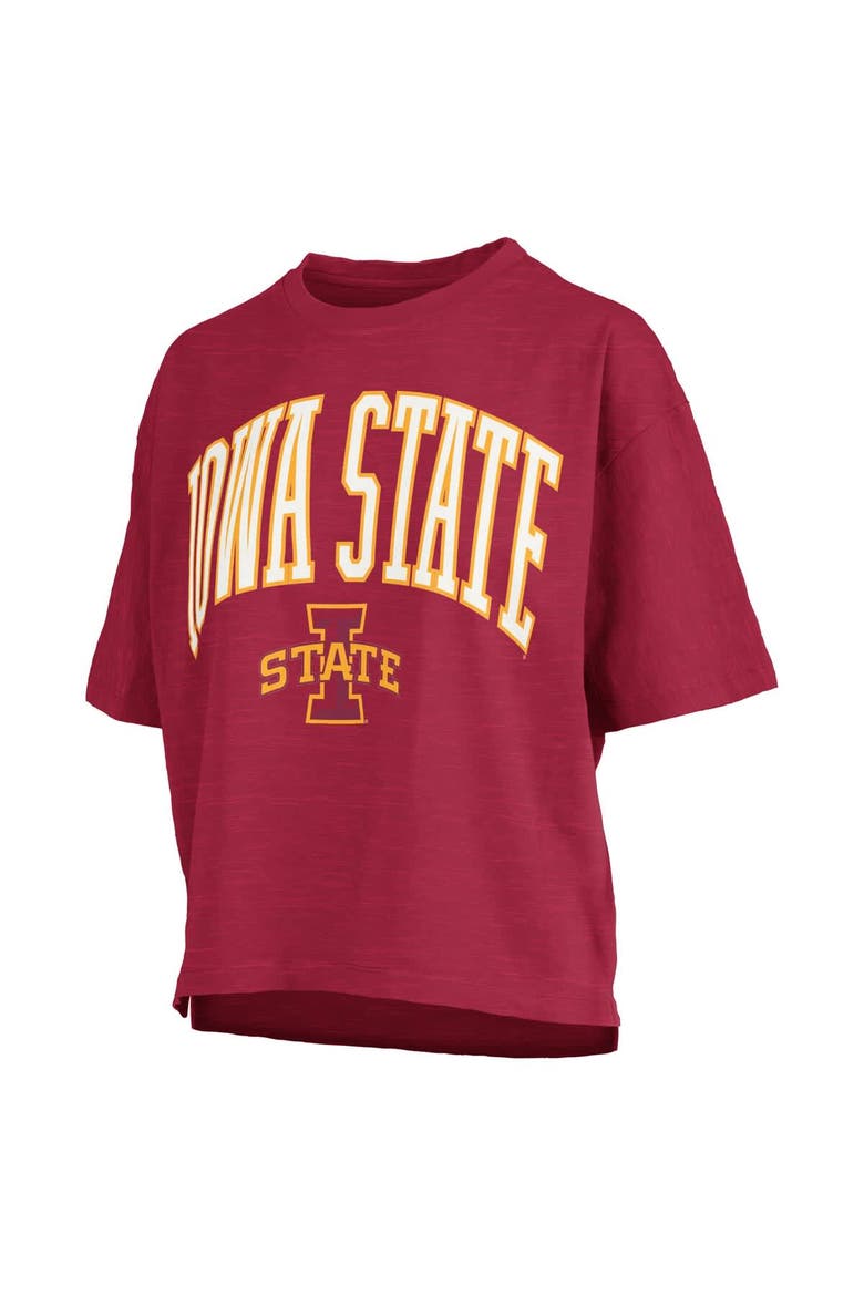 Women's Pressbox Cardinal Iowa State Cyclones Nelson Arch Over Logo Waist Length Oversized Slub T-Shirt, Alternate, color, Cardinal