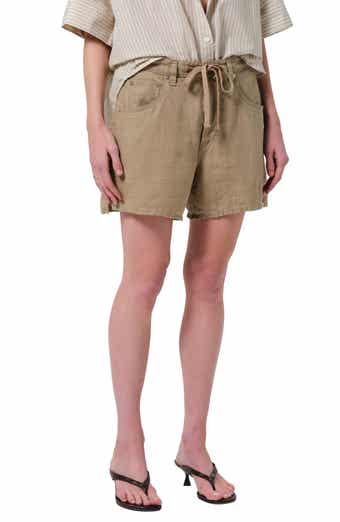 Citizens of Humanity Brynn Drawstring Waist Wide Leg Linen Shorts