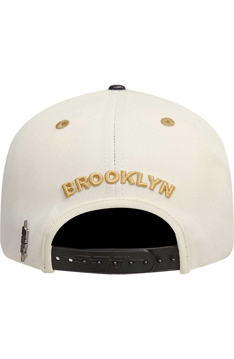 Post Men's Cream/Black Brooklyn Nets Album Cover Snapback Hat, Alternate, color, 