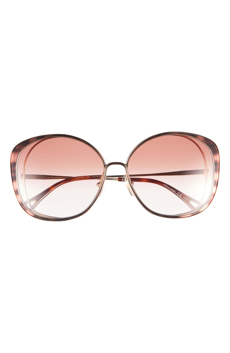 Chloé Novelty 63mm Oversize Round Sunglasses, Main, color, Gold Gold Grey