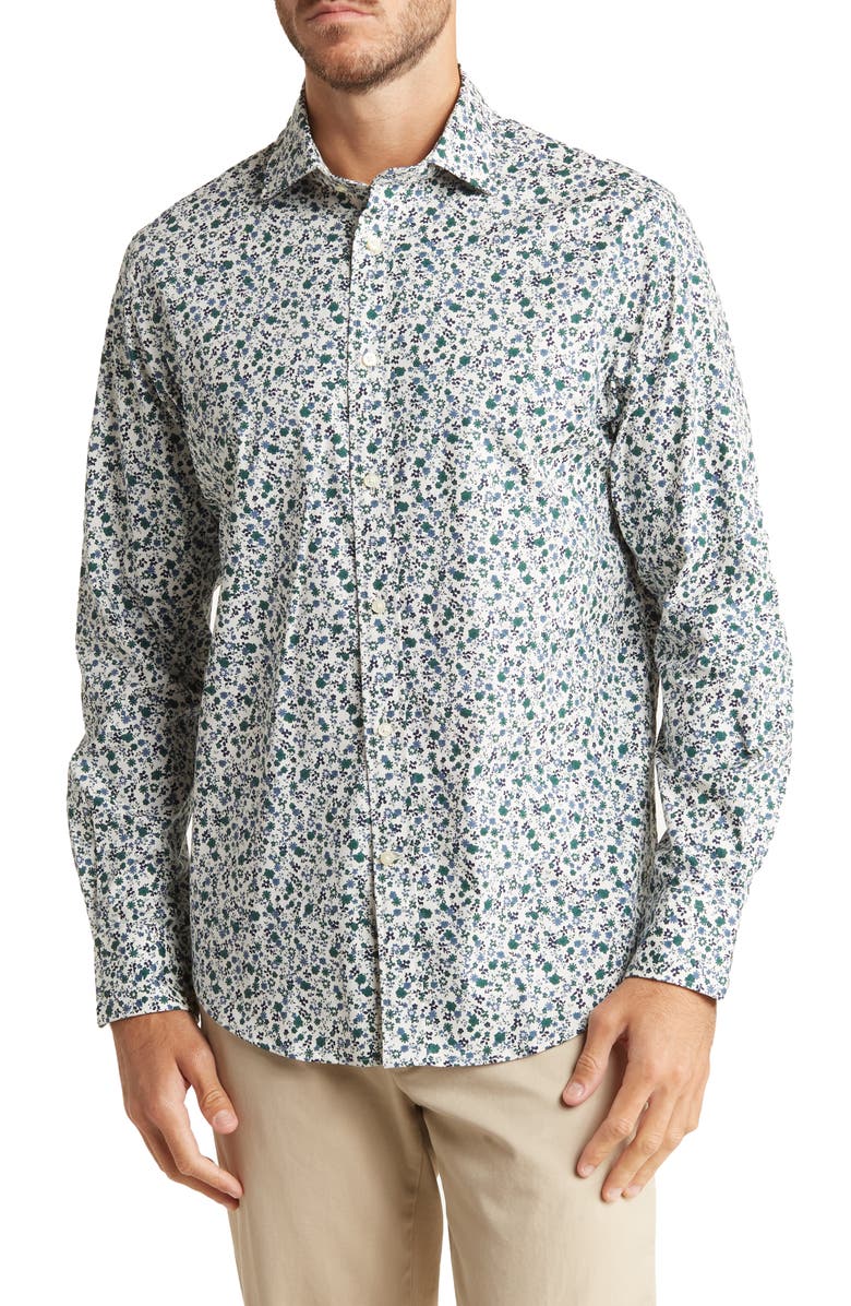 Thomas Dean Floral Print Dress Shirt, Main, color,