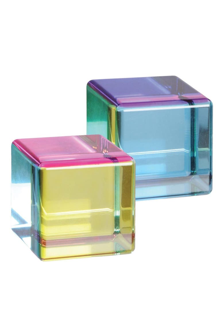 2" Multi-Color Translucent Acrylic Cubes - Set of 2, Main, color, Multicolored