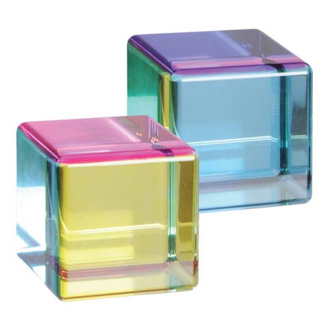 2" Multi-Color Translucent Acrylic Cubes - Set of 2