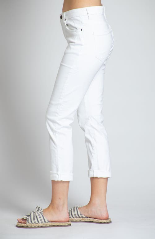 Apny Roll Cuff Crop Girlfriend Jeans In White