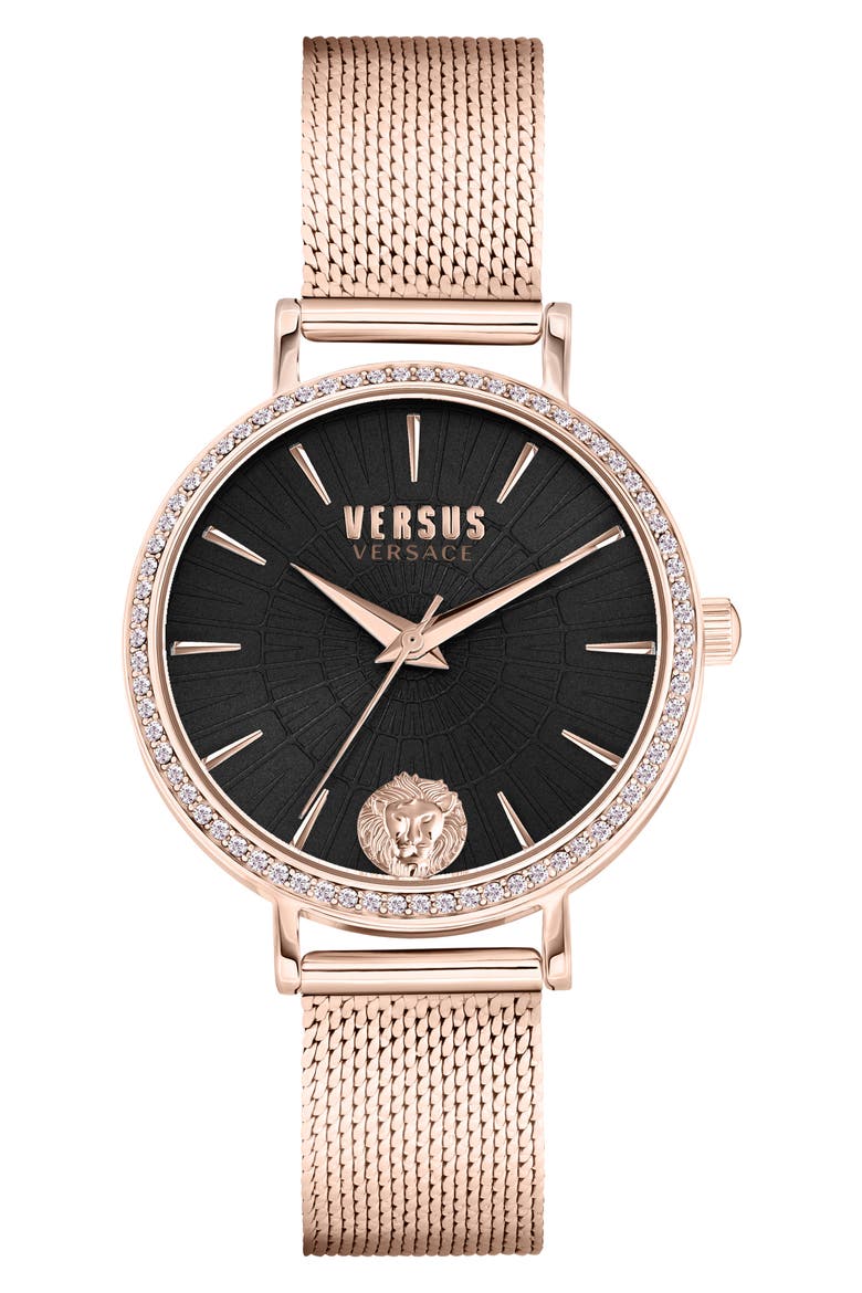 Mar Vista Crystal Mesh Strap Watch, 34mm, Main, color, ROSEGOLD