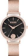 VERSUS Versace Mar Vista Crystal Mesh Strap Watch, 34mm