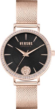 VERSUS Versace Mar Vista Crystal Mesh Strap Watch, 34mm