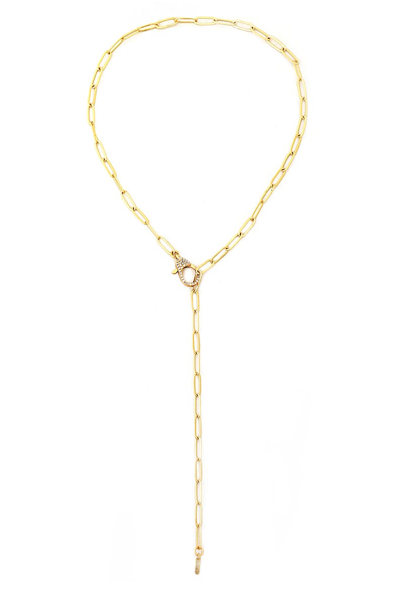 Pavé Crystal Y Necklace, Main, color, GOLD