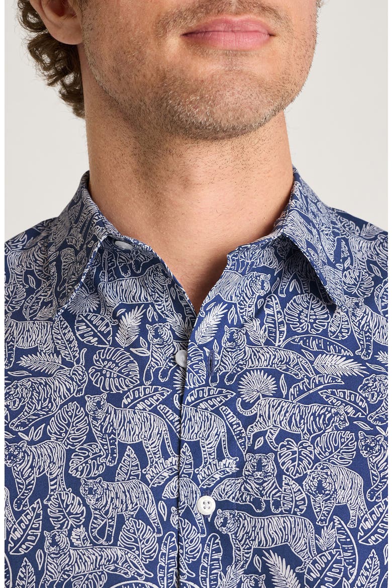 Riviera Short Sleeve Shirt, Alternate, color, NAVY TIGERS