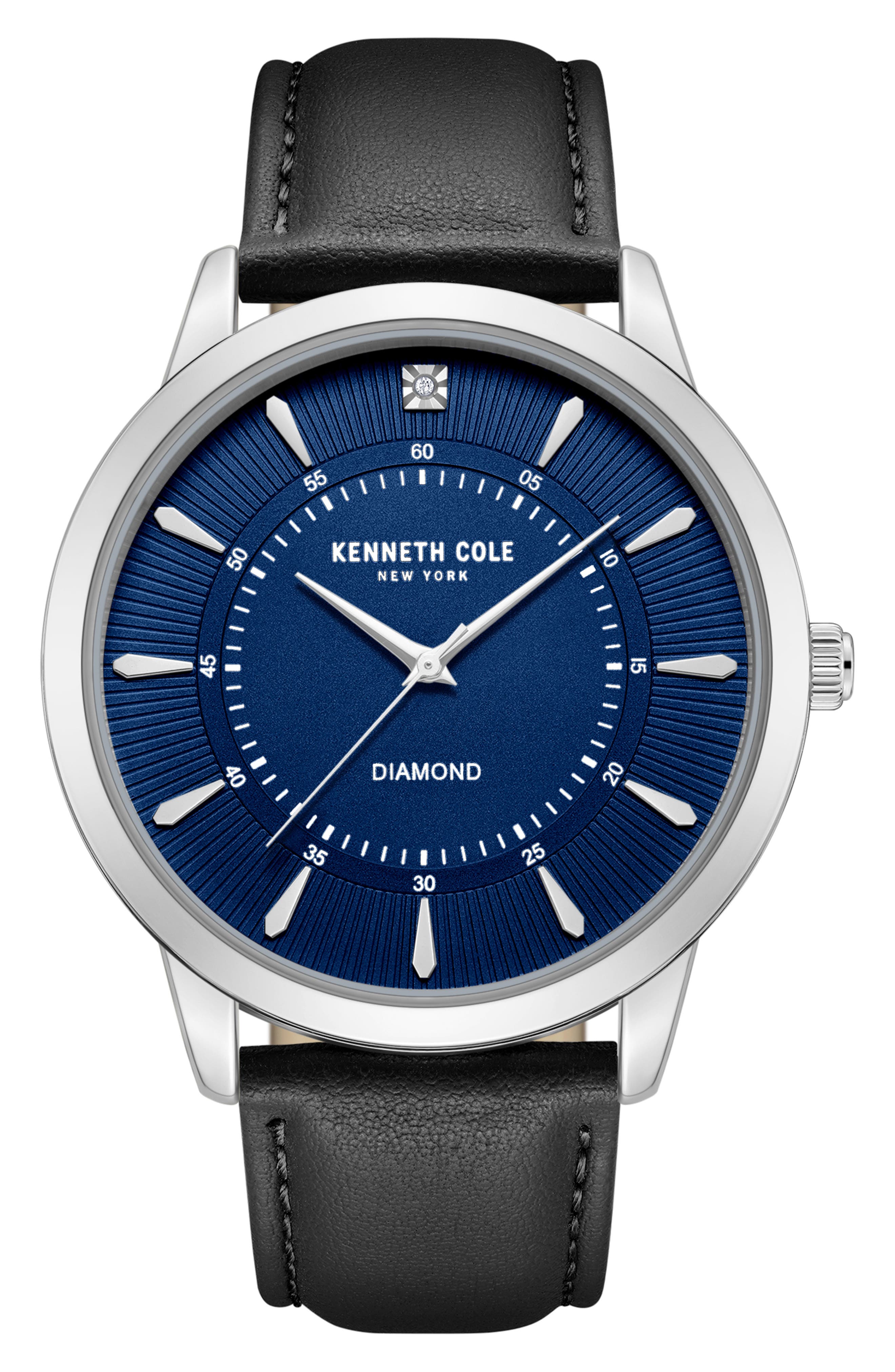 Kenneth Cole New York Genuine Diamond Leather Strap Watch, 44mm - 0.005ct.