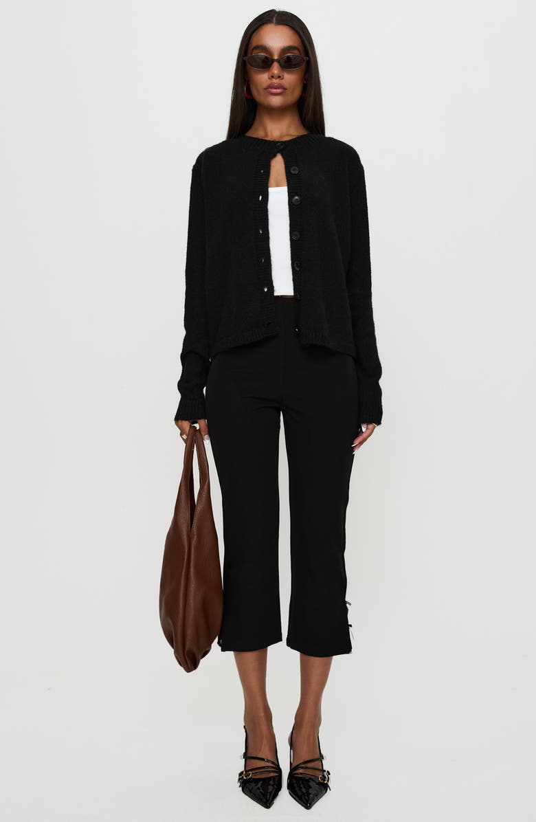 Princess Polly Denmark Rib Knit Cardigan, Alternate, color, Black