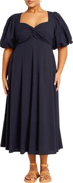 City Chic Hermione Puff Sleeve Empire Waist Maxi Dress